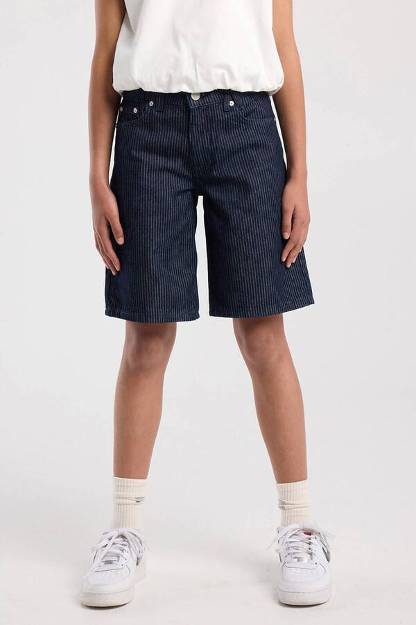 America Today gestreepte short dark blue denim