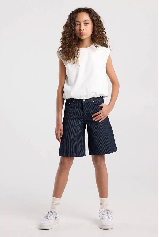 America Today gestreepte short dark blue denim - Foto 2