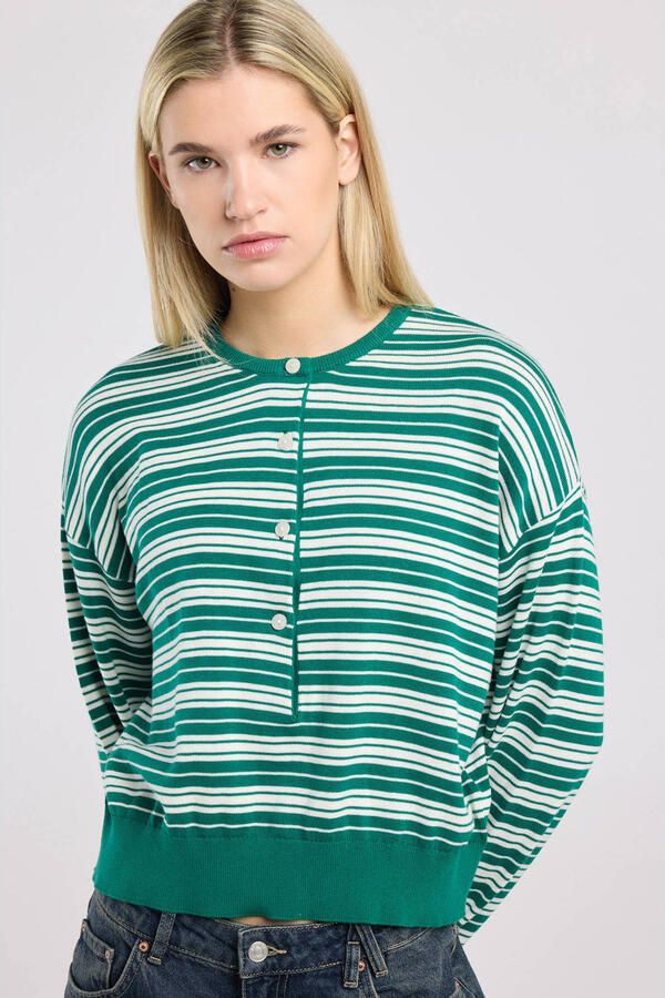 America Today gestreepte sweater groen - Foto 2