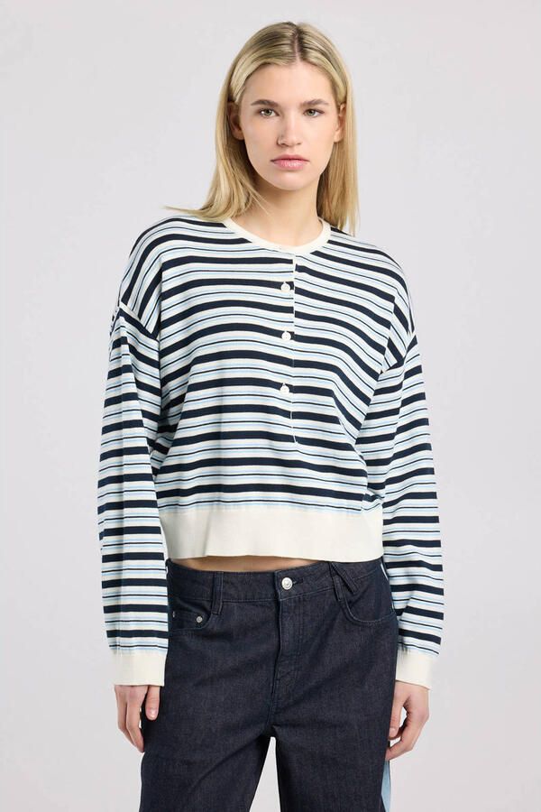 America Today gestreepte sweater marineblauw