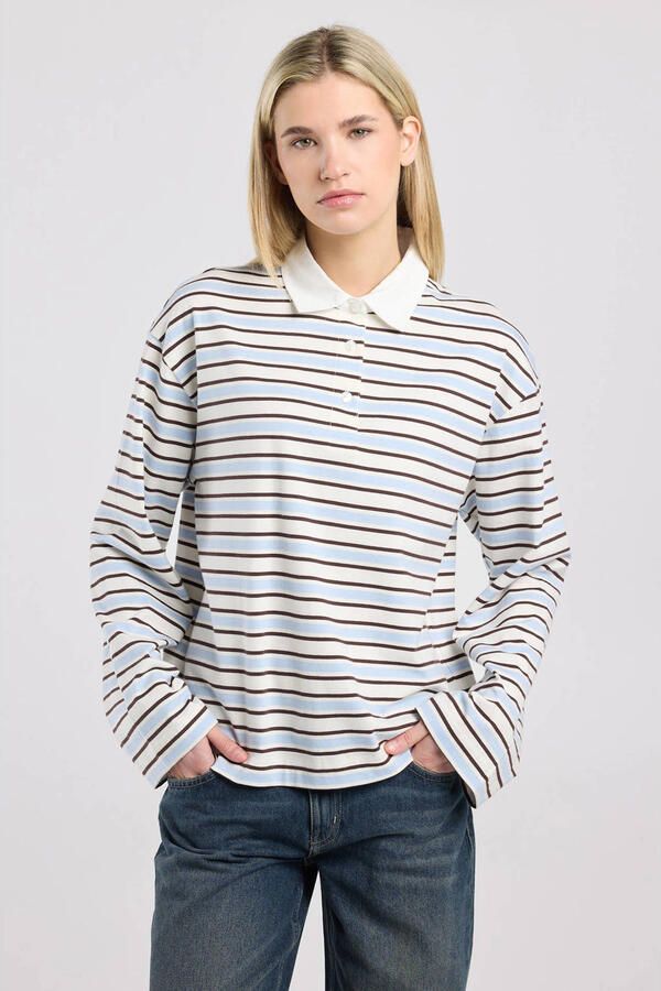 America Today gestreepte top blauw