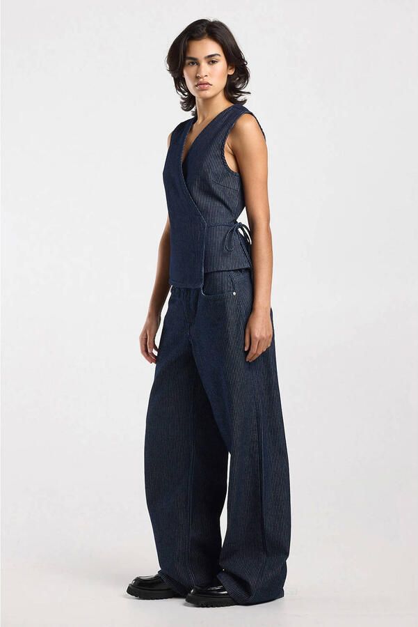 America Today gestreepte top dark blue denim - Foto 2