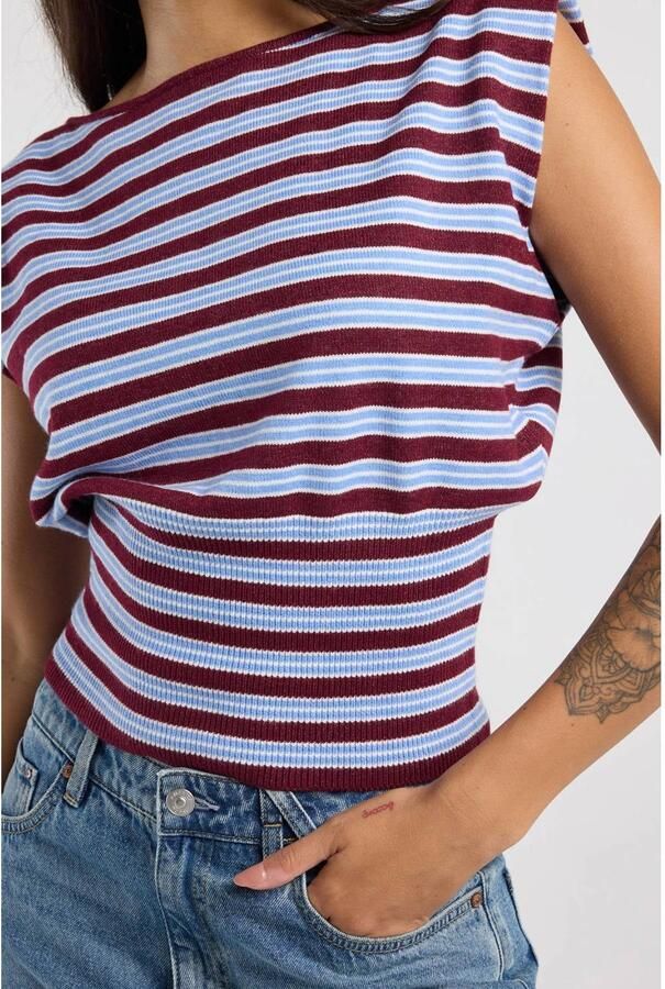 America Today gestreepte top rood