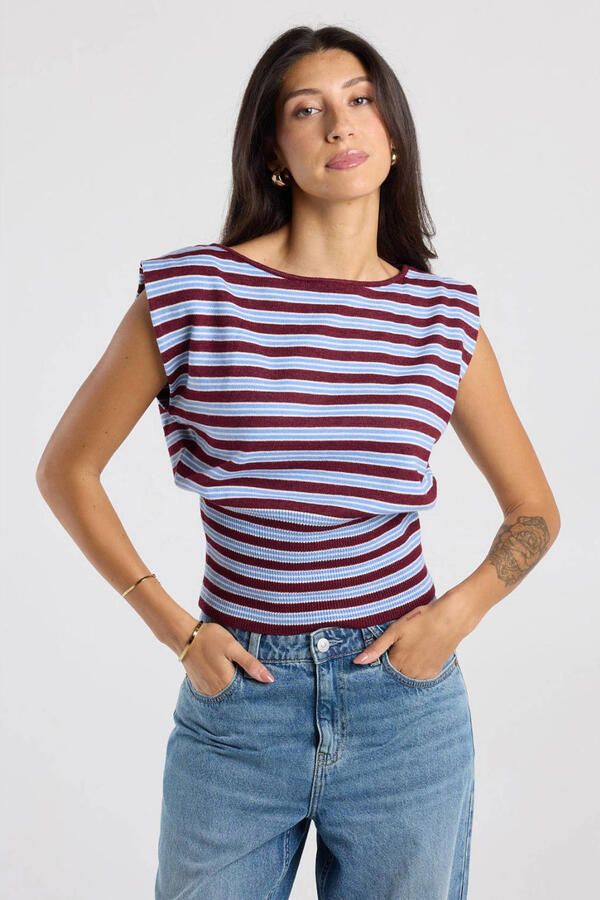 America Today gestreepte top rood - Foto 2