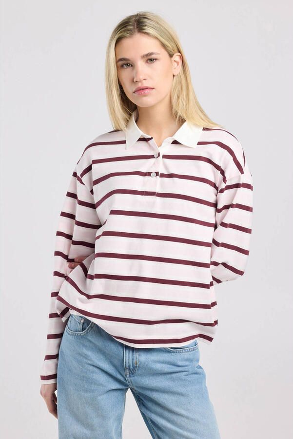 America Today gestreepte top roze