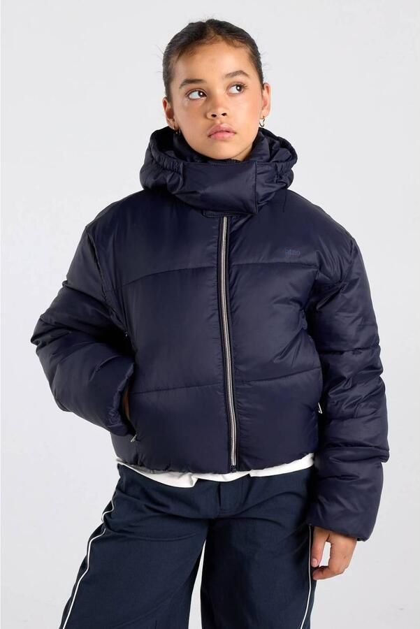 America Today gewatteerde winterjas donkerblauw Meisjes Polyamide Ronde hals