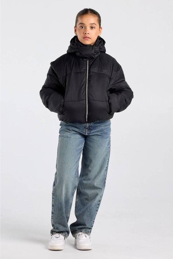 America Today gewatteerde winterjas zwart Meisjes Polyamide Ronde hals - Foto 3