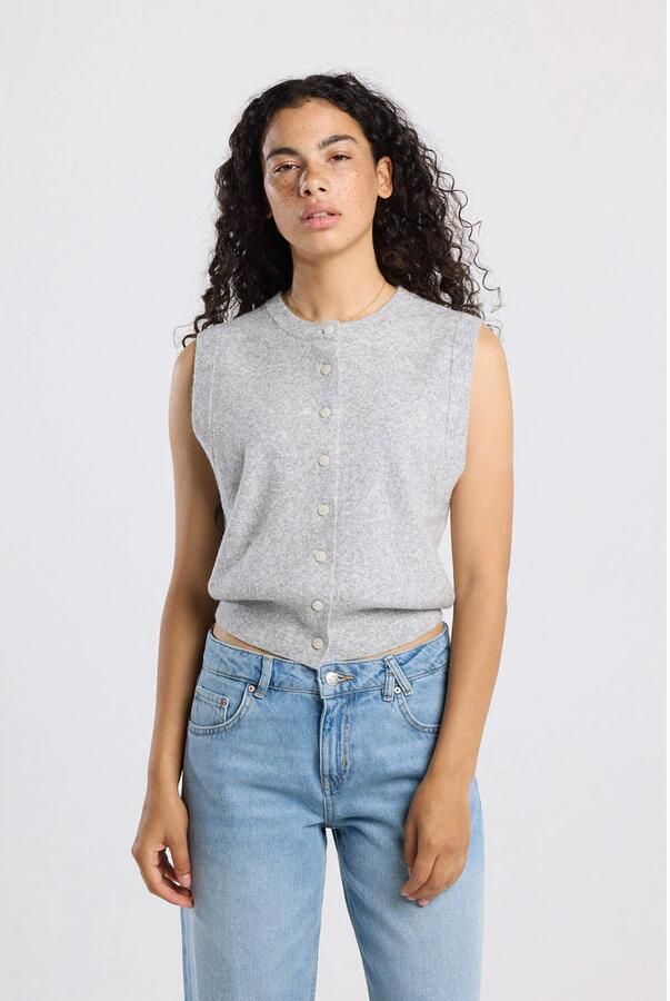 America Today gilet grijs gebreid