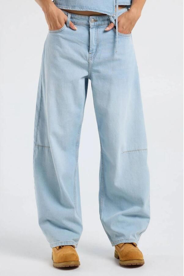 America Today high waist barrel jeans lichtblauw