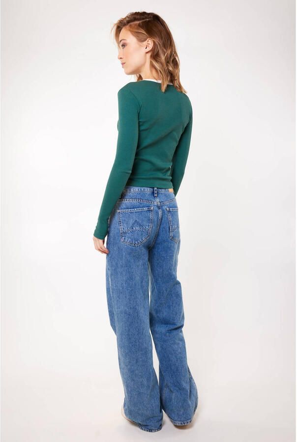 America Today high waist wide leg jeans medium blue denim