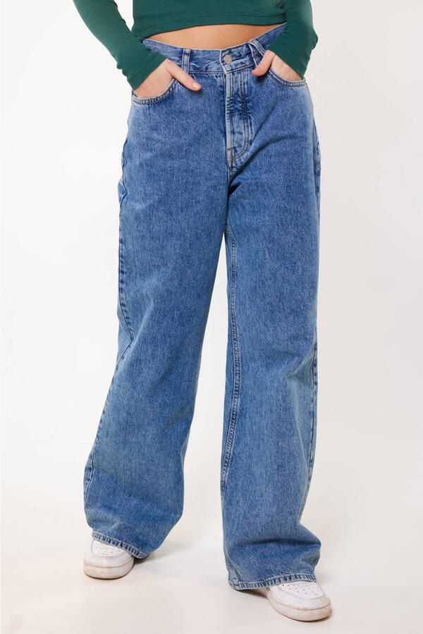America Today high waist wide leg jeans medium blue denim - Foto 3