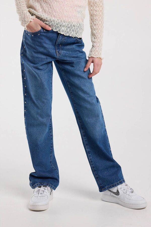 America Today high waist loose fit jeans dark blue denim