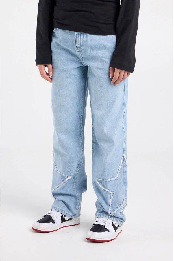 America Today high waist straight leg jeans light blue denim