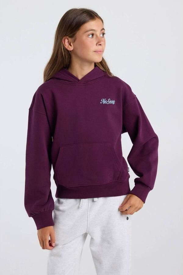 America Today hoodie met backprint aubergine Sweater Paars Backprint