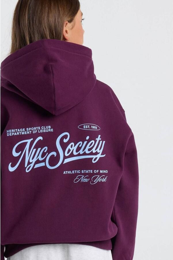 America Today hoodie met backprint aubergine Sweater Paars Backprint - Foto 2