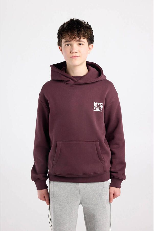 America Today hoodie met backprint donkerrood