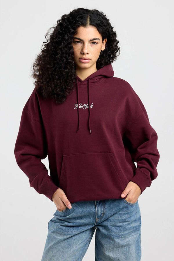 America Today hoodie met backprint donkerrood