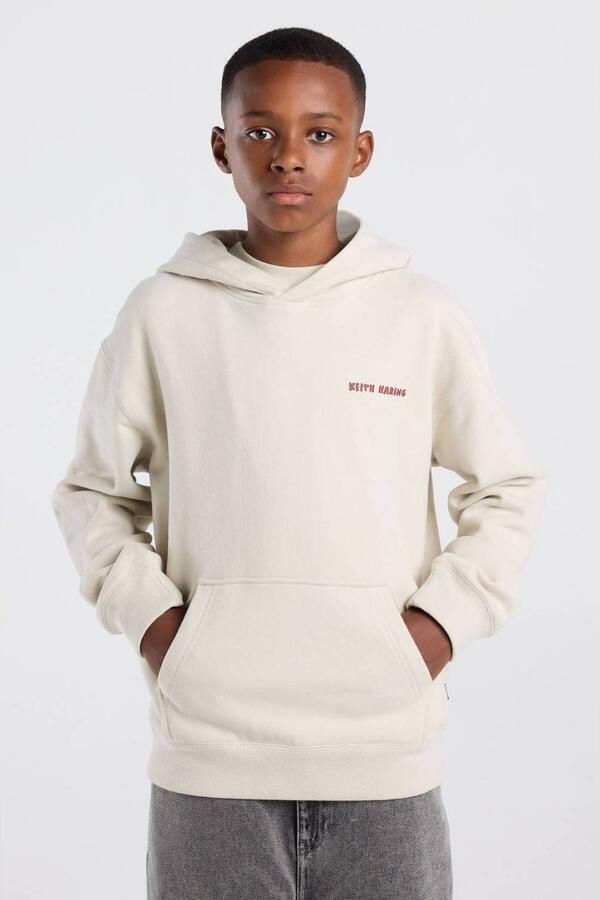 America Today hoodie met backprint ecru geel rood Sweater Backprint