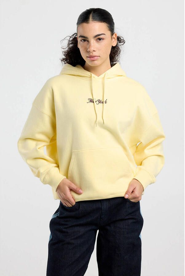 America Today hoodie met backprint geel