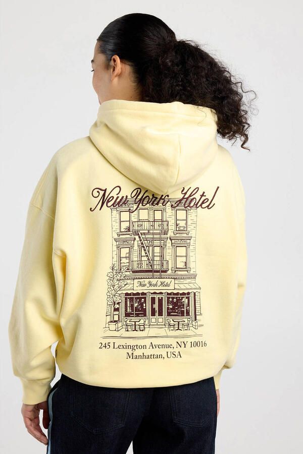 America Today hoodie met backprint geel - Foto 3