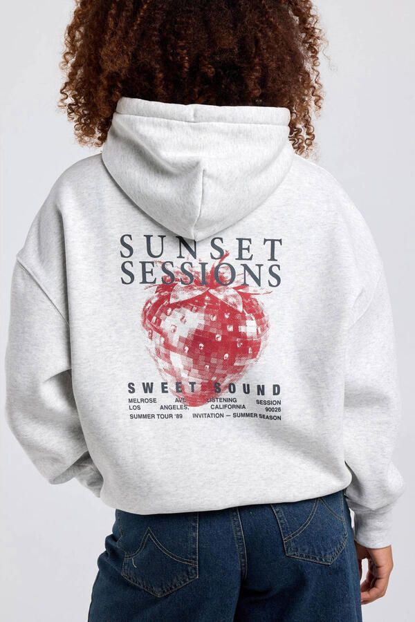 America Today hoodie met backprint grijs - Foto 2