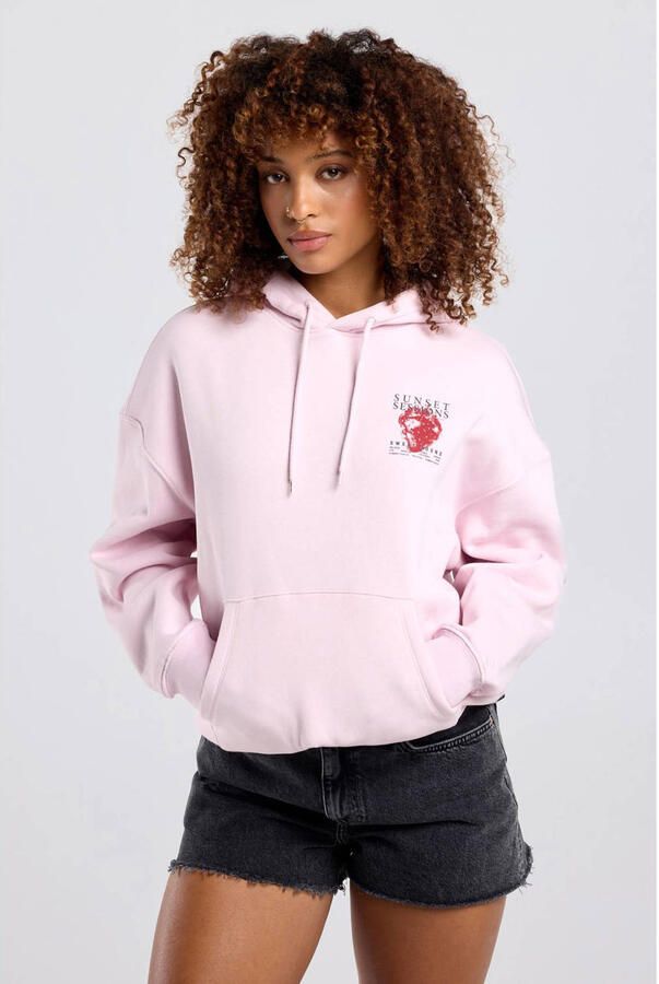 America Today hoodie met backprint roze