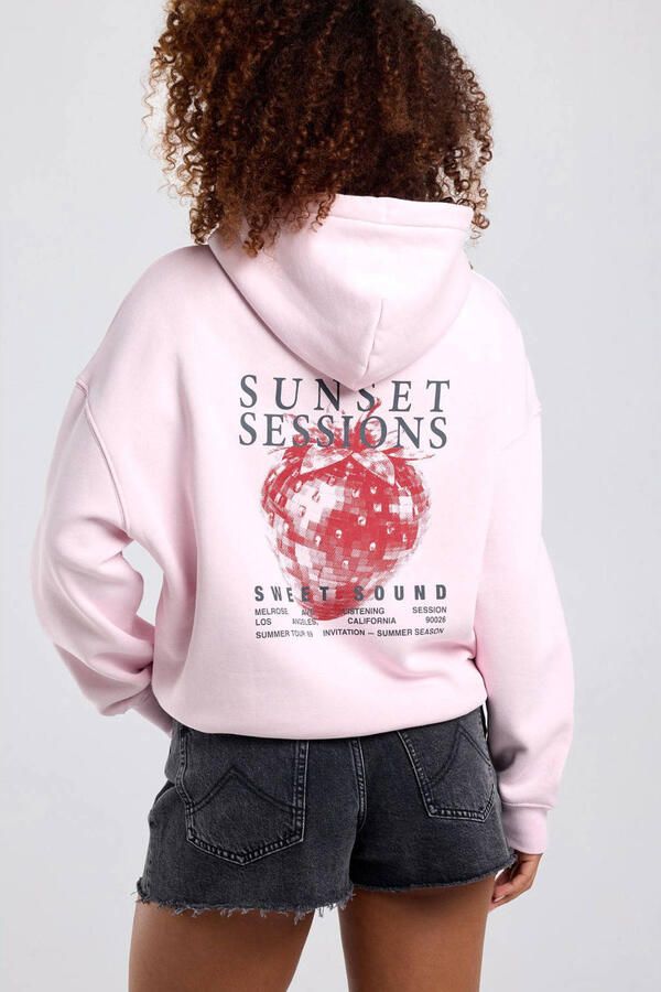 America Today hoodie met backprint roze - Foto 3