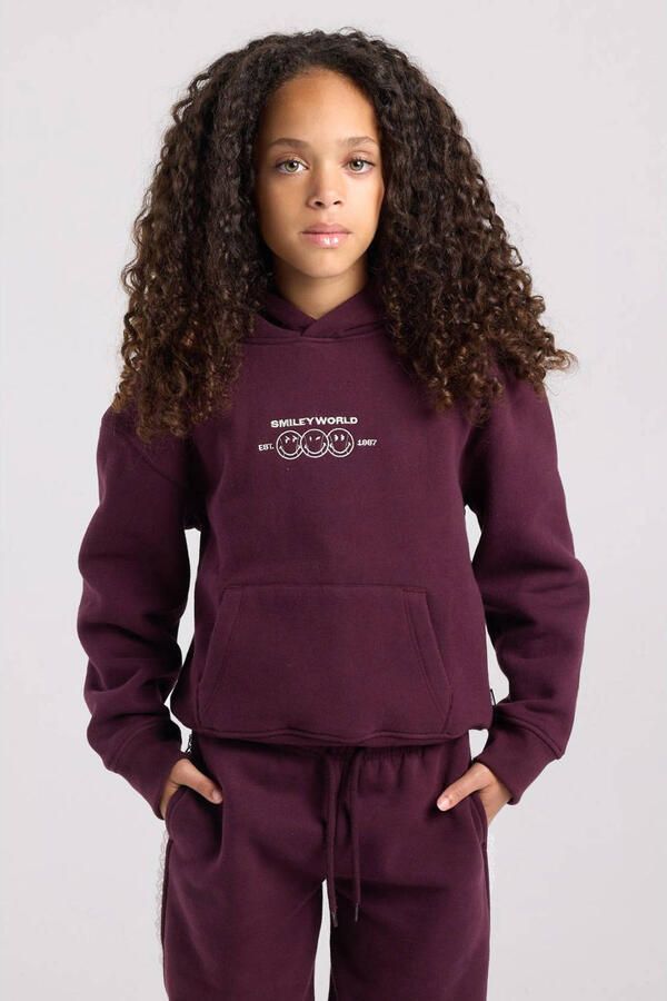 America Today hoodie met print donkerrood