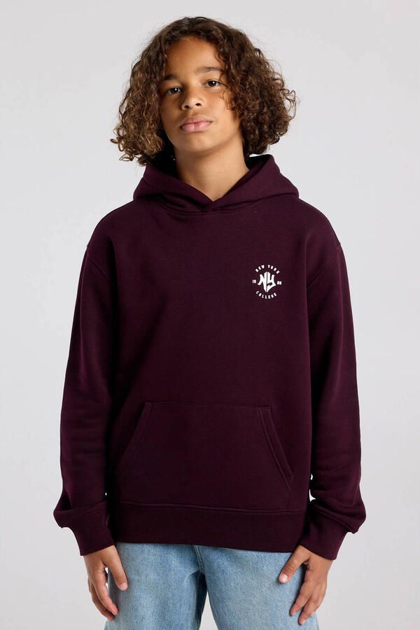 America Today hoodie met tekst bordeauxrood