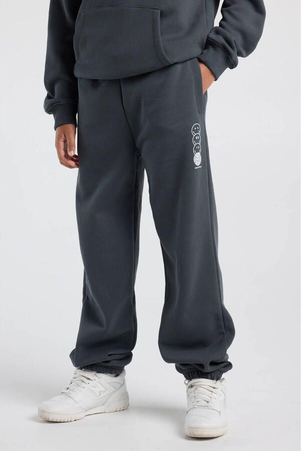 America Today joggingbroek met print antraciet