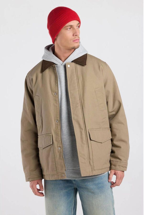 America Today katoenen tussenjas met corduroy details camel - Foto 2