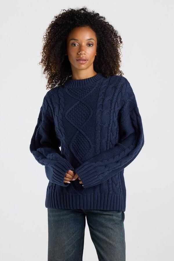 America Today katoenen kabeltrui donkerblauw