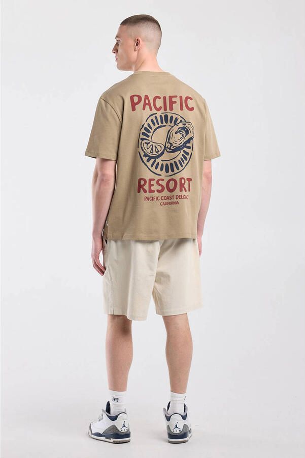 America Today katoenen relaxed fit short beige - Foto 3