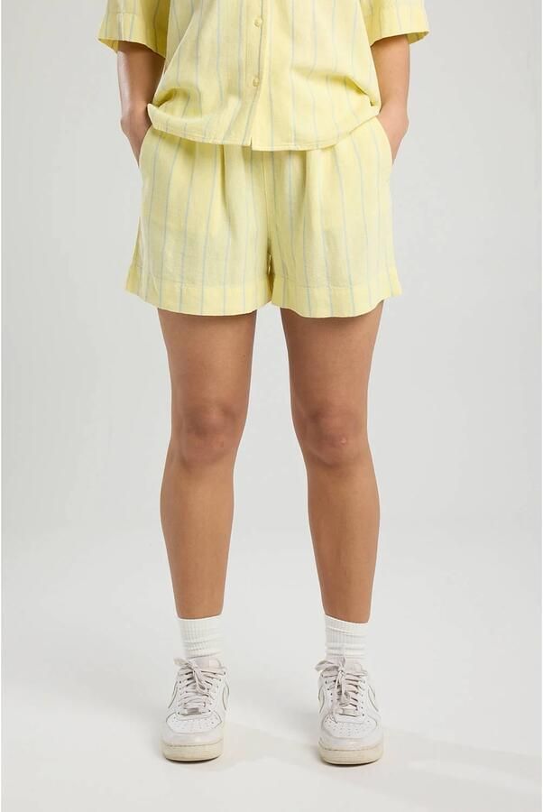 America Today linnen regular waist casual short geel