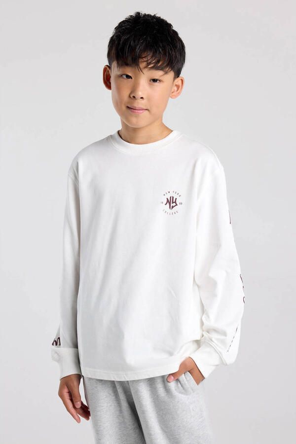 America Today longsleeve met backprint wit donkerrood