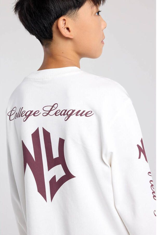 America Today longsleeve met backprint wit donkerrood - Foto 2
