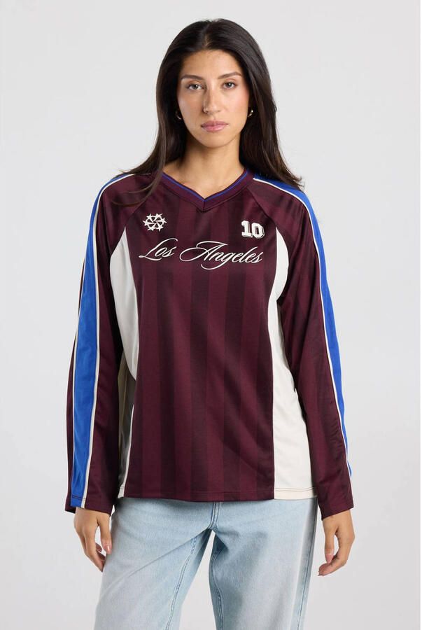 America Today longsleeve met print donkerrood