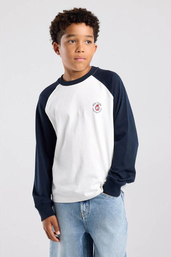 America Today longsleeve met print en tekst wit