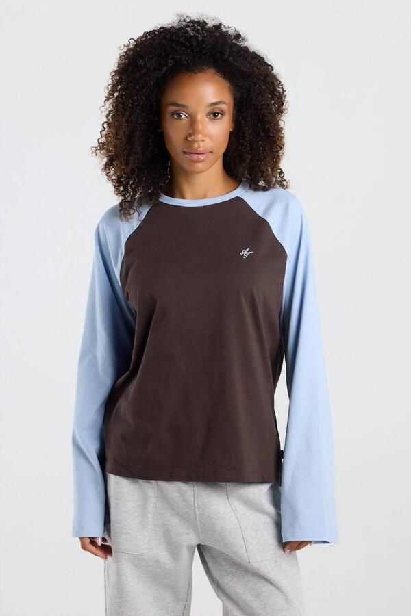 America Today longsleeve met print lichtblauw bruin
