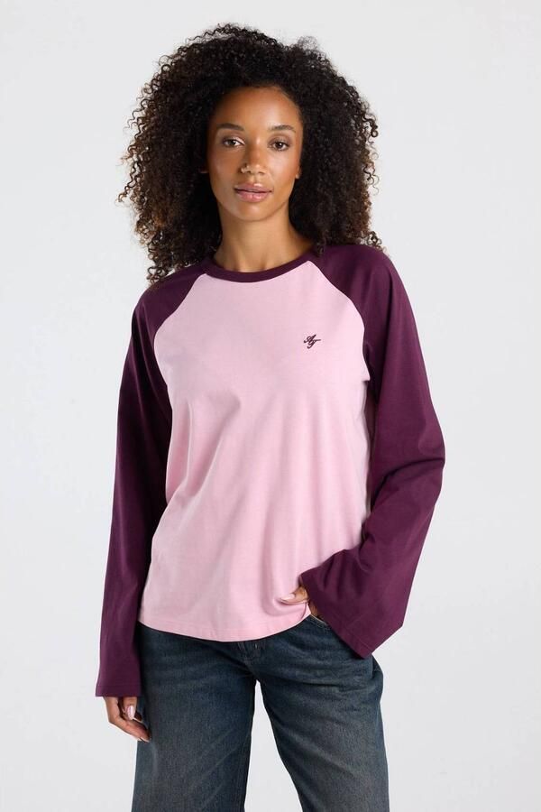 America Today longsleeve met print roze aubergine