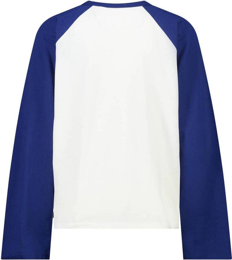 America Today longsleeve met print wit kobaltblauw
