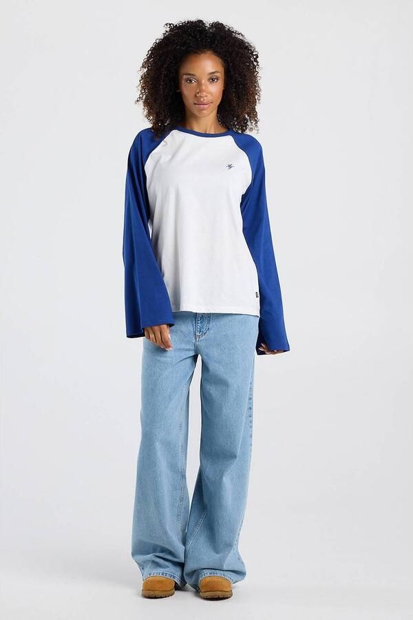 America Today longsleeve met print wit kobaltblauw - Foto 2