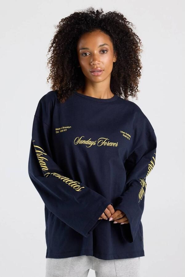 America Today longsleeve met tekst donkerblauw