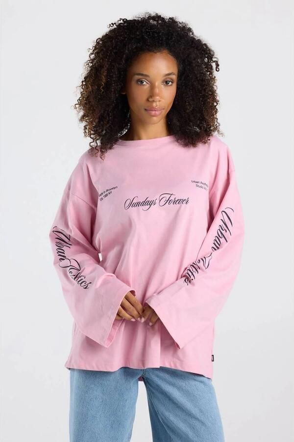 America Today longsleeve met tekst roze