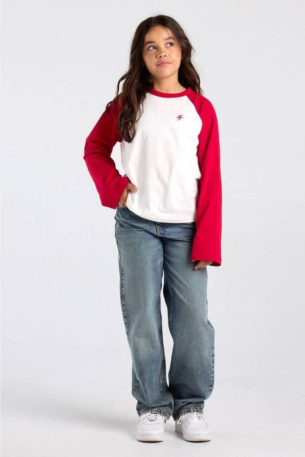 America Today longsleeve rood wit Meisjes Katoen Ronde hals Meerkleurig - Foto 2