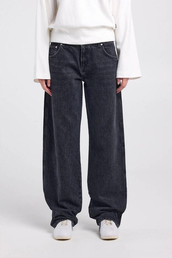 America Today low waist wide leg jeans black denim