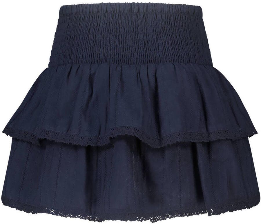 America Today midi strokenrok met smockwerk donkerblauw - Foto 2