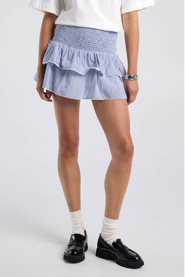 America Today mini rok met ruches blauw