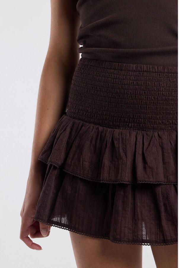 America Today mini rok met ruches bruin - Foto 2