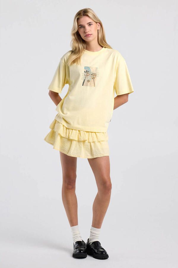 America Today mini rok met ruches geel - Foto 3